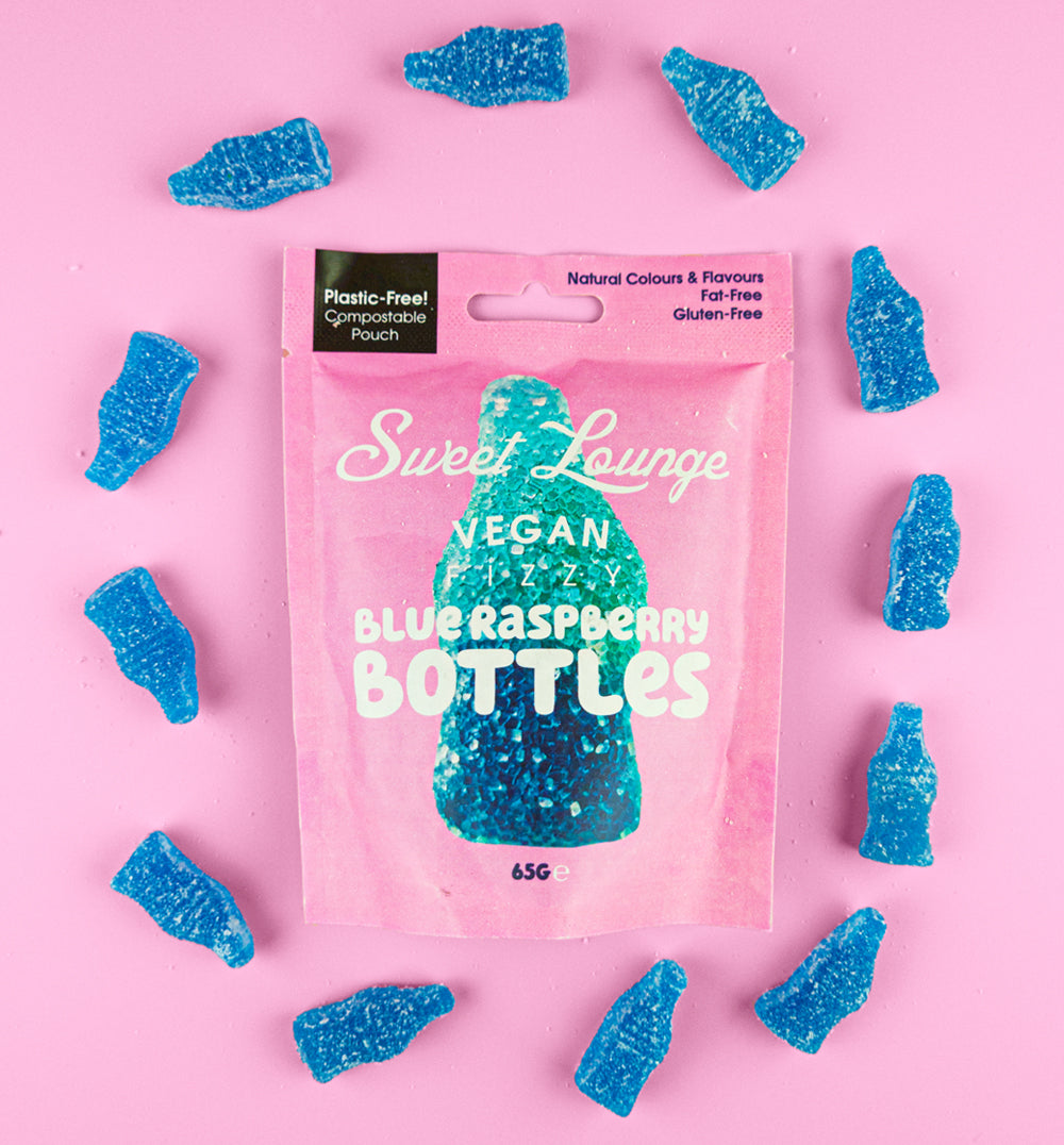 Vegan Fizzy Blue Raspberry Bottles