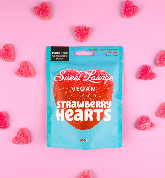 Vegan Fizzy Strawberry Hearts