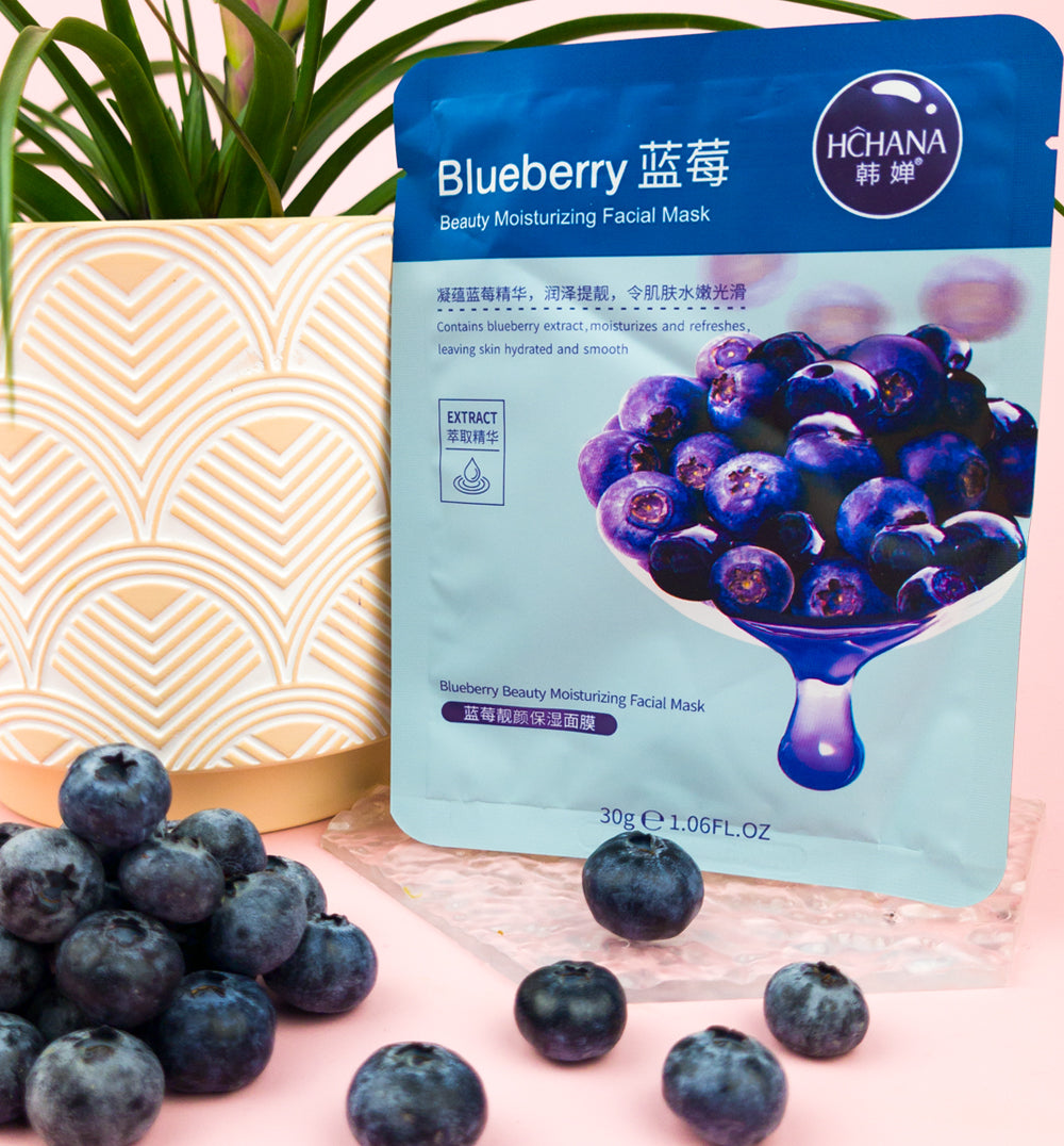 Blueberry Natural Essence Sheet Mask for bright, nourished skin.