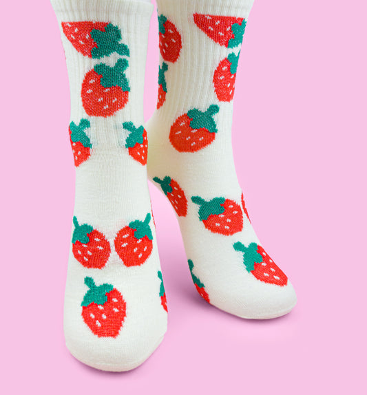 Cute strawberry socks with a fun and cosy design, perfect for everyday comfort.